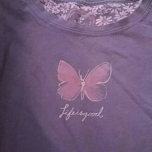 Life Is Good Tops - Life Is Good Original Purple Butterfly Shirt Life Is Good Tops - Life Is Good Original Purple Butterfly Shirt